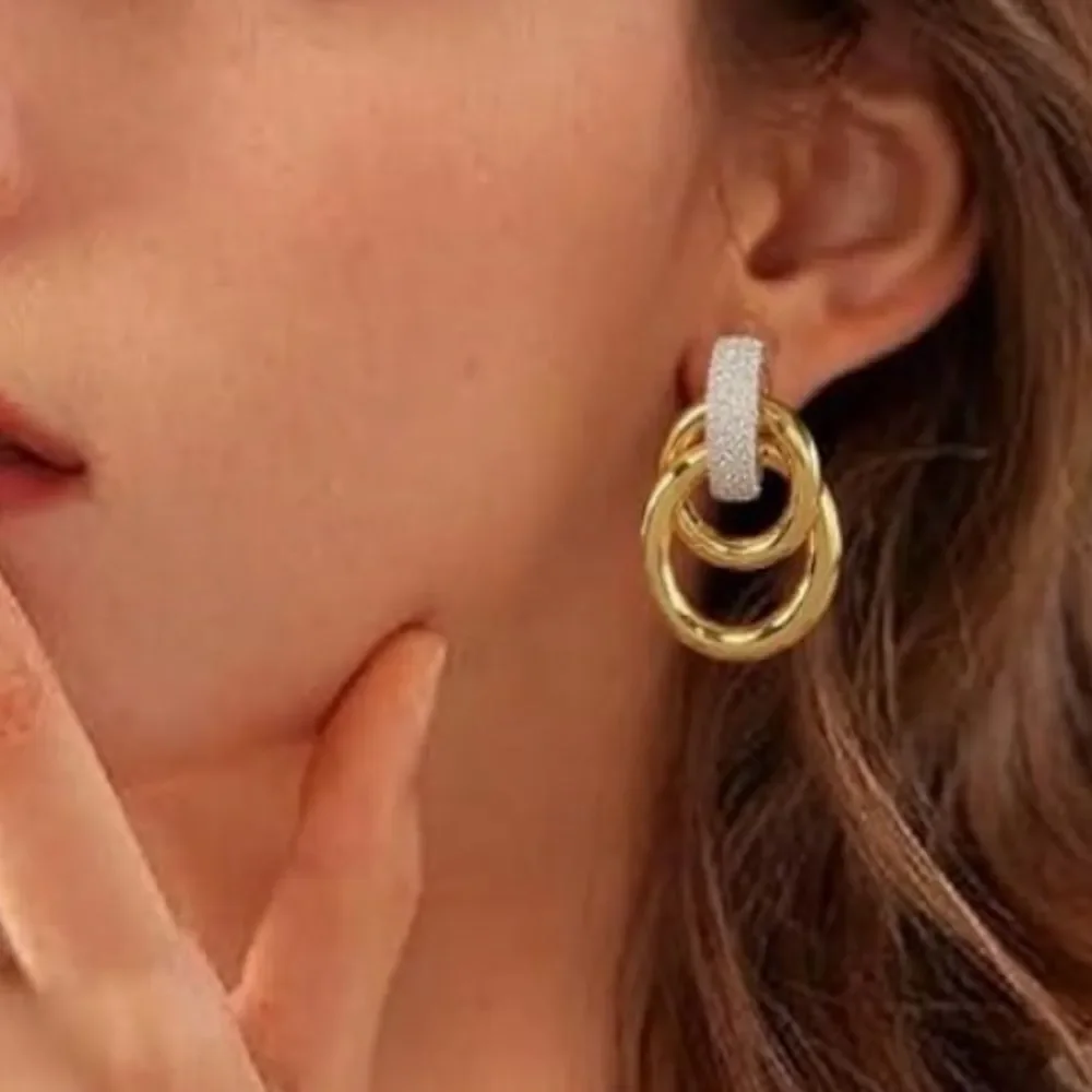NEW 18k Gold Plated Gold and Silver Plated Statement Earrings